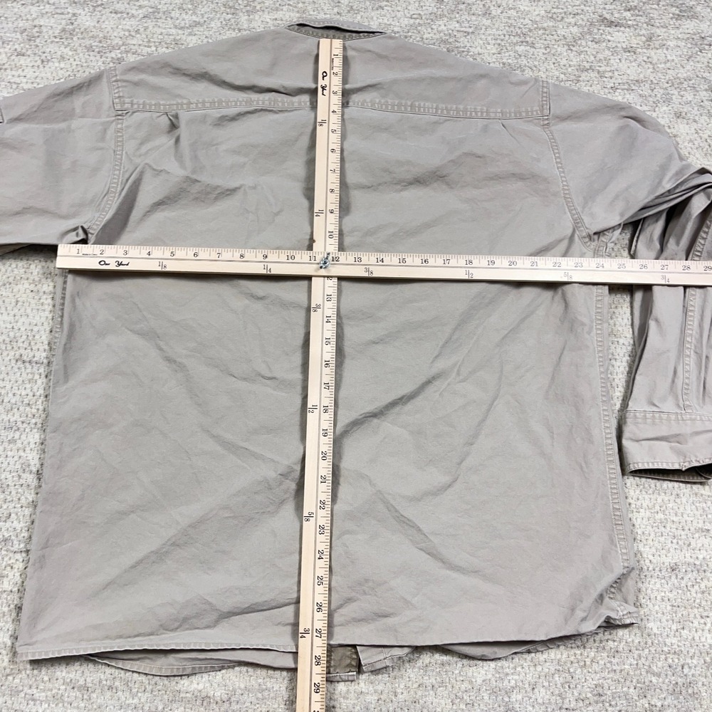 Cabelas Safari Shirt Men Large Tan Khaki Pockets Camp Hiking Guide - Picture 10 of 14